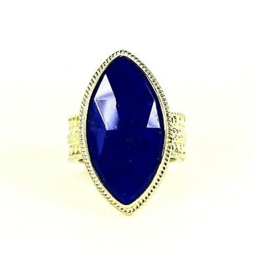 ANNA BECK $350 Gili Sterling Silver Faceted Lapis Lazuli Ring Size 6